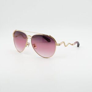 Roberto Cavalli SRC090M 300K Sunglasses Gold Aviator Frame, Pink Lenses